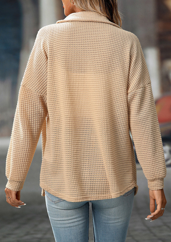 Waffle Button Up Pocket Detail Casual Shirt