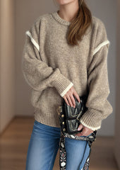 Crew Neck Patchwork Knitted Pullover