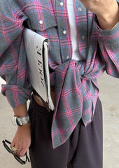 Retro Plaid Pocket Detail Button Up Shirt