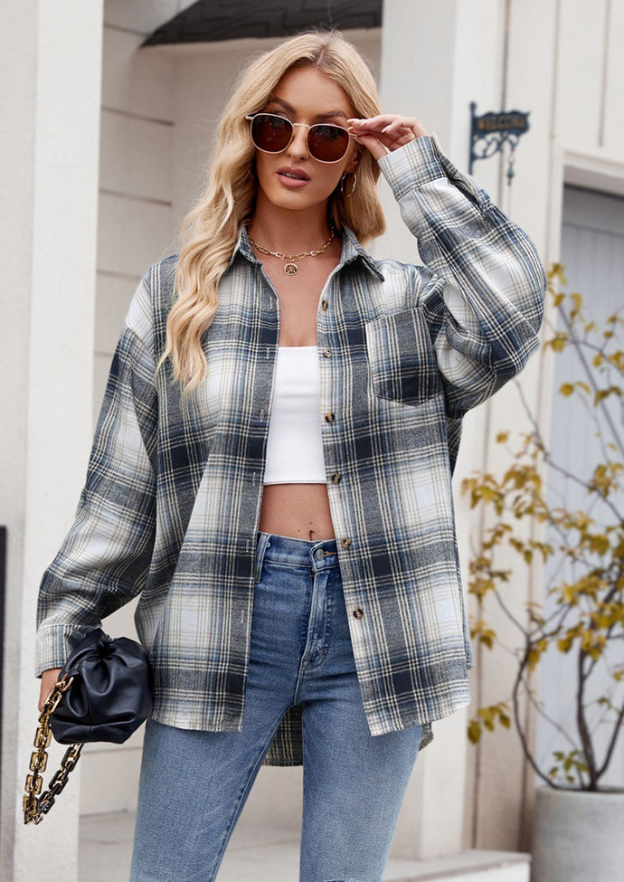 Vintage Plaid Button Up Shirt with Pocket