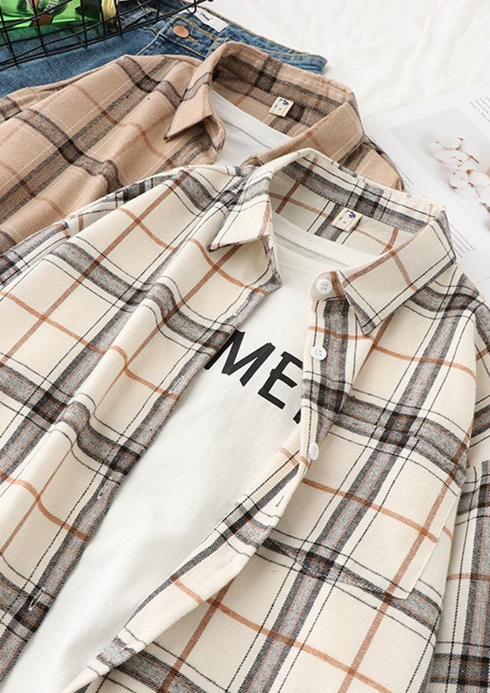 Vintage Plaid Brushed Button Up Shirt