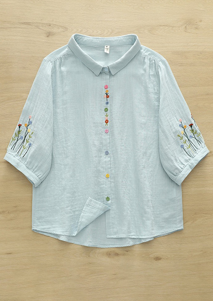 Colorful Button Detail Double Cotton Yarn Fabric Shirt