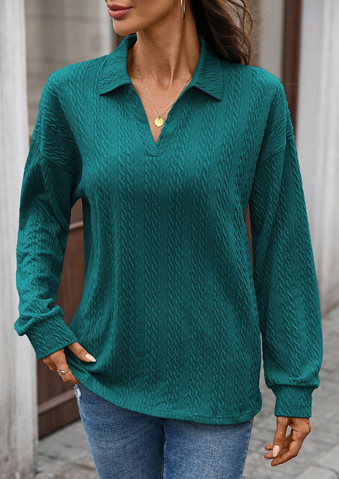 Textured V Neck Long Sleeve Tunic