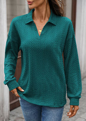 Textured V Neck Long Sleeve Tunic