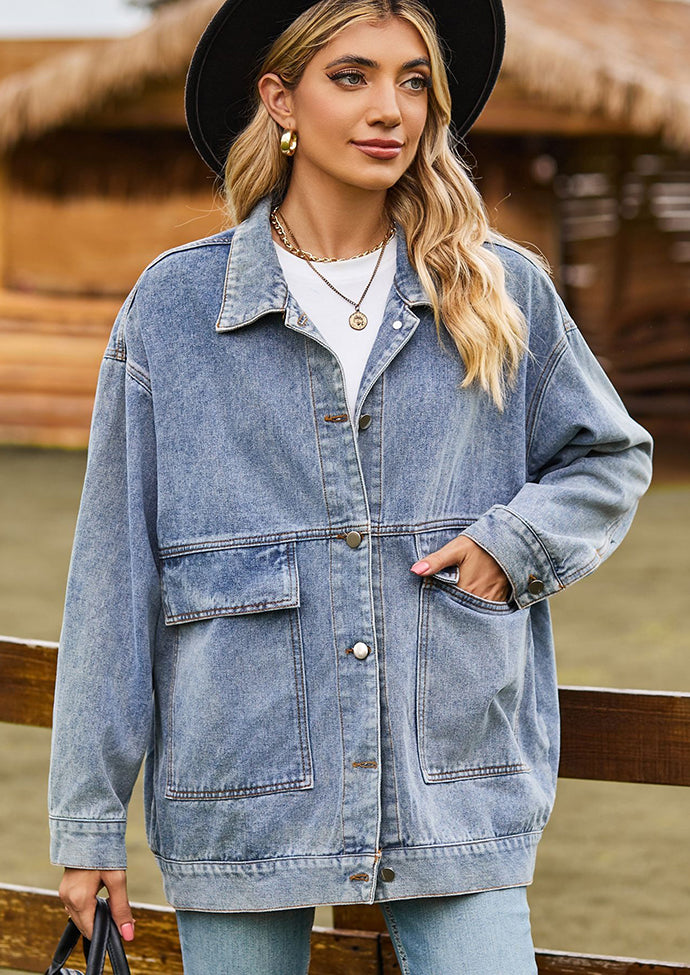 Retro Washed Button Up Denim Jacket