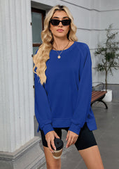 Ribbed Crew Neck Long Sleeve Oversize Sweatshirt