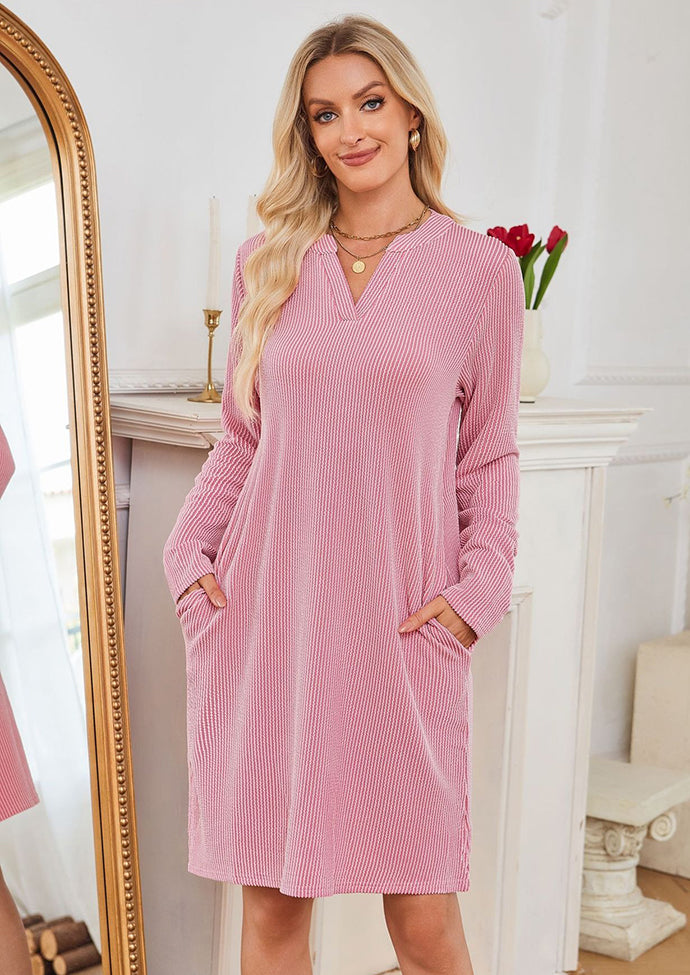 V Neck Long Sleeve Casual Dress