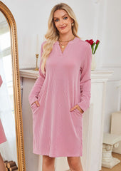 V Neck Long Sleeve Casual Dress
