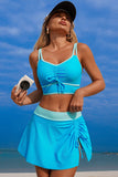Ruched Sporty 2-Piece Swimsuits Light blue - Swimwear from Cindelily