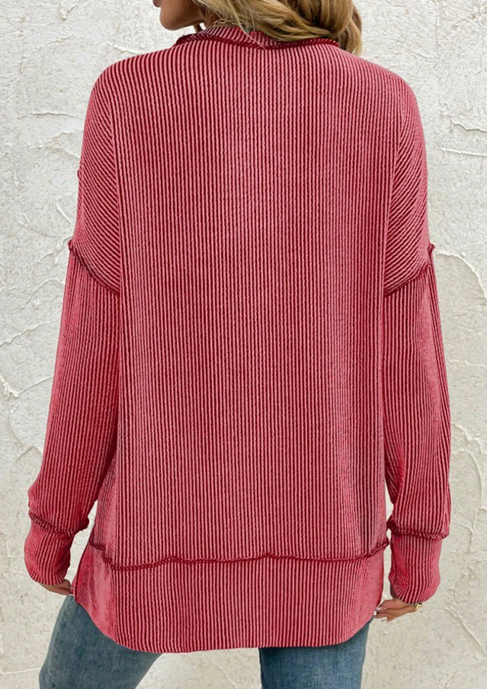 Stripe Side Split Long Sleeve Tunic