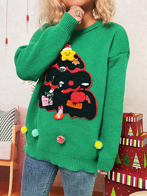 Christmas Tree Jacquard Knitted Sweater