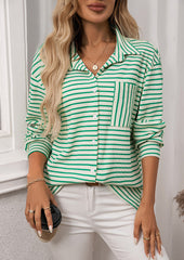 Textured Striped Button Up Casual Shirt
