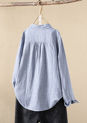 Heart Embroidered Striped Button Up Shirt
