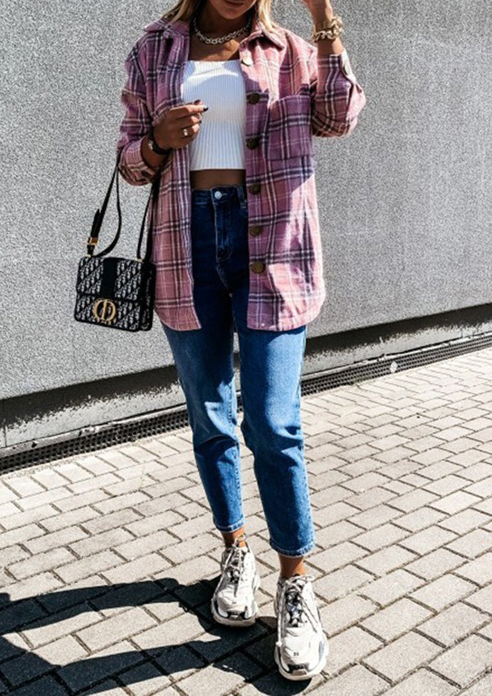 Plaid Brushed Button Up Casual Shirt