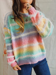 Ombre Stripe Crew Neck Knitted Sweater