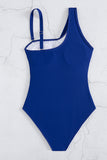Blue One-Shoulder Wrap One-Piece Swimsuit - Swimwear from Cindelily