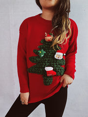 Christmas Tree Jacquard Crew Neck Sweater