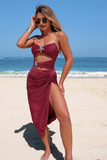 Glitter One-Piece & Cover-Up Skirt 2-Piece Set - Swimwear from Cindelily