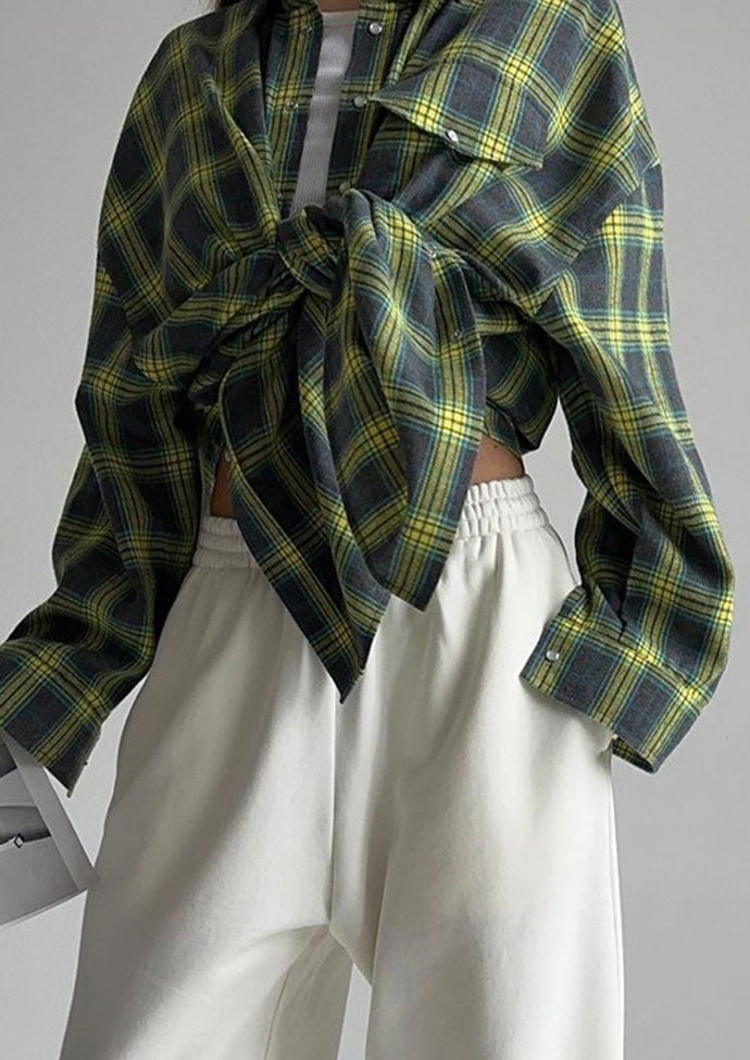 Retro Plaid Pocket Detail Button Up Shirt