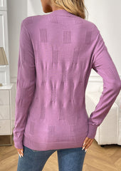 Textured Crew Neck Long Sleeve Knitted Sweater