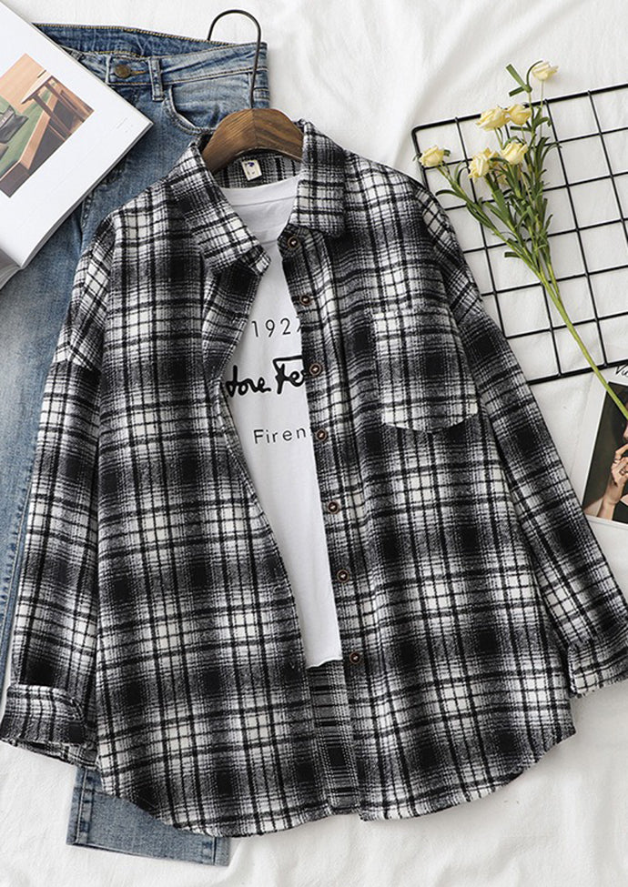 Retro Plaid Woolen Button Up Shirt
