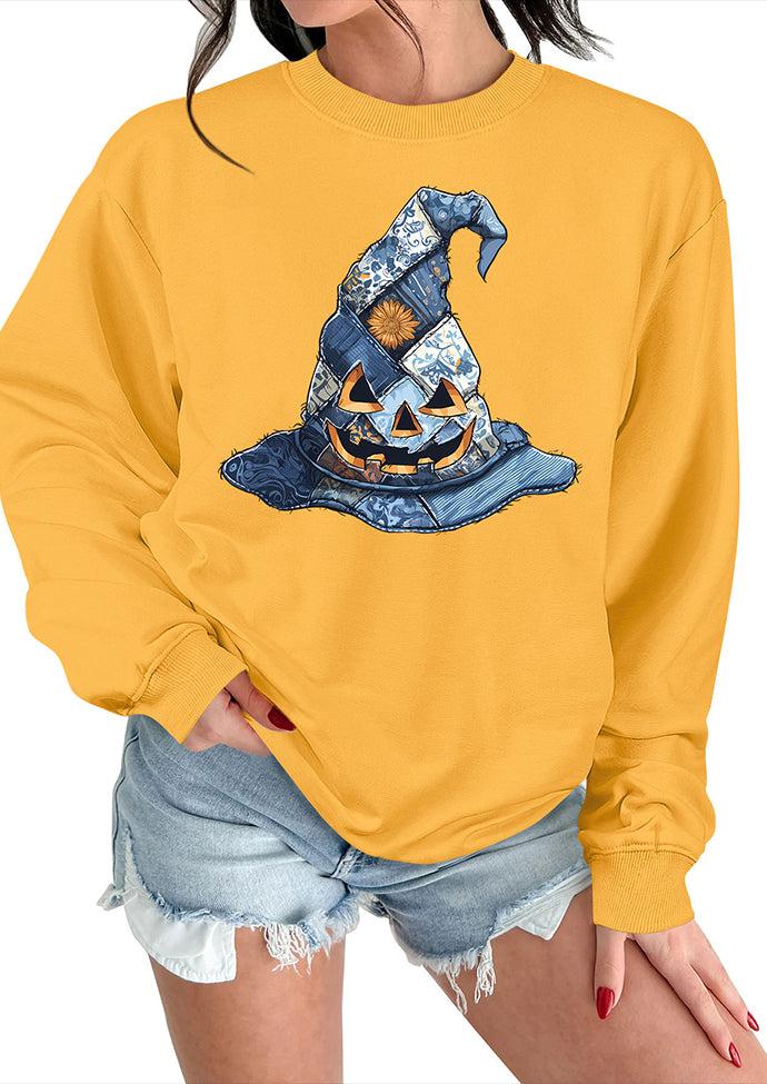 Spooky Hat Crew Neck Casual Sweatshirt