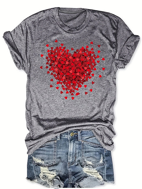 Heart Patterned Short Sleeve T-shirt