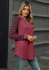 Striped Long Sleeve Crew Neck Casual T-shirt