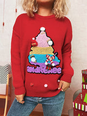 Christmas Tree Jacquard Crew Neck Sweater