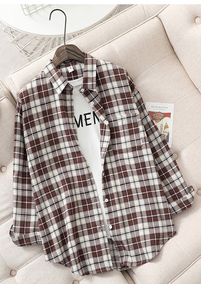 Vintage Plaid Brushed Button Up Shirt