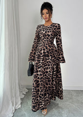 Leopard Print Lace Up Maxi Dress