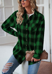 Button Up Pocket Detail Plaid Casual Shirt