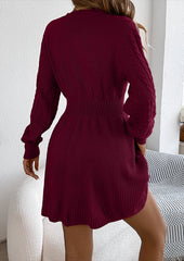 Twist Jacquard Long Sleeve Knitted Dress