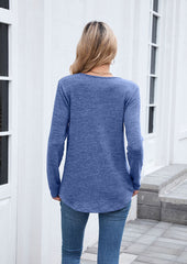V Neck Long Sleeve Basic Casual T-shirt