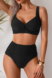 Twist-Front Top & High-Waist Bottoms Two-Piece Bikini - Swimwear from Cindelily