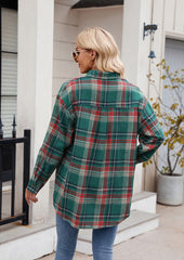 Button Up Pocket Detail Plaid Shirt