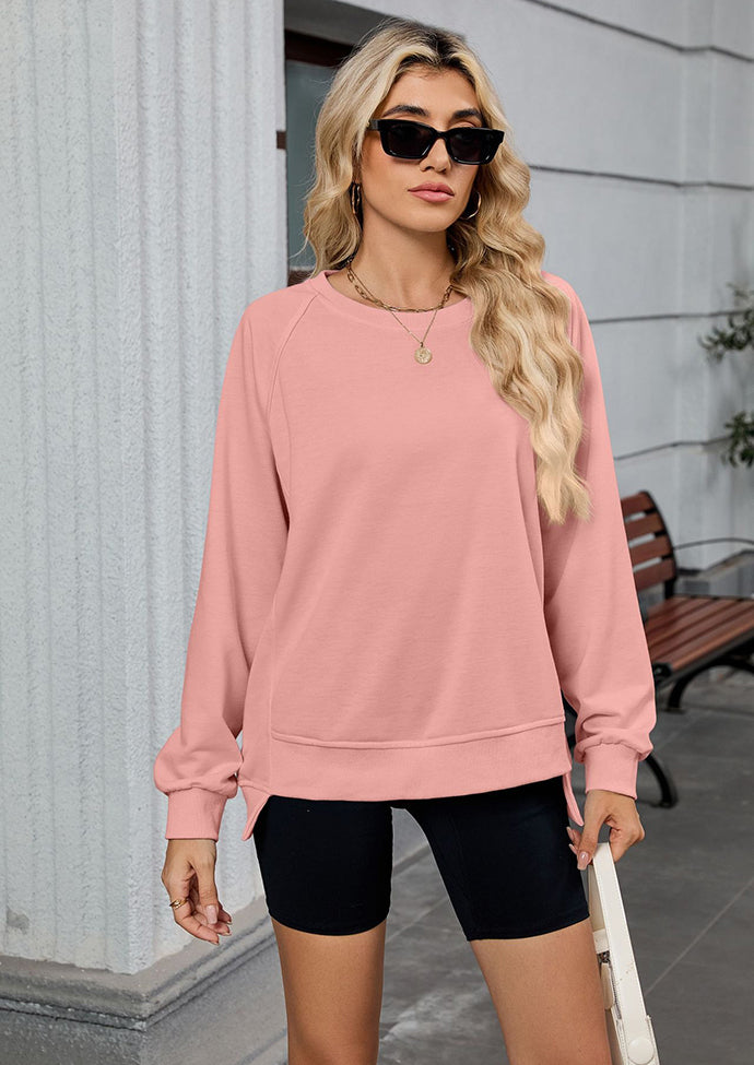 Ribbed Crew Neck Long Sleeve Oversize Sweatshirt