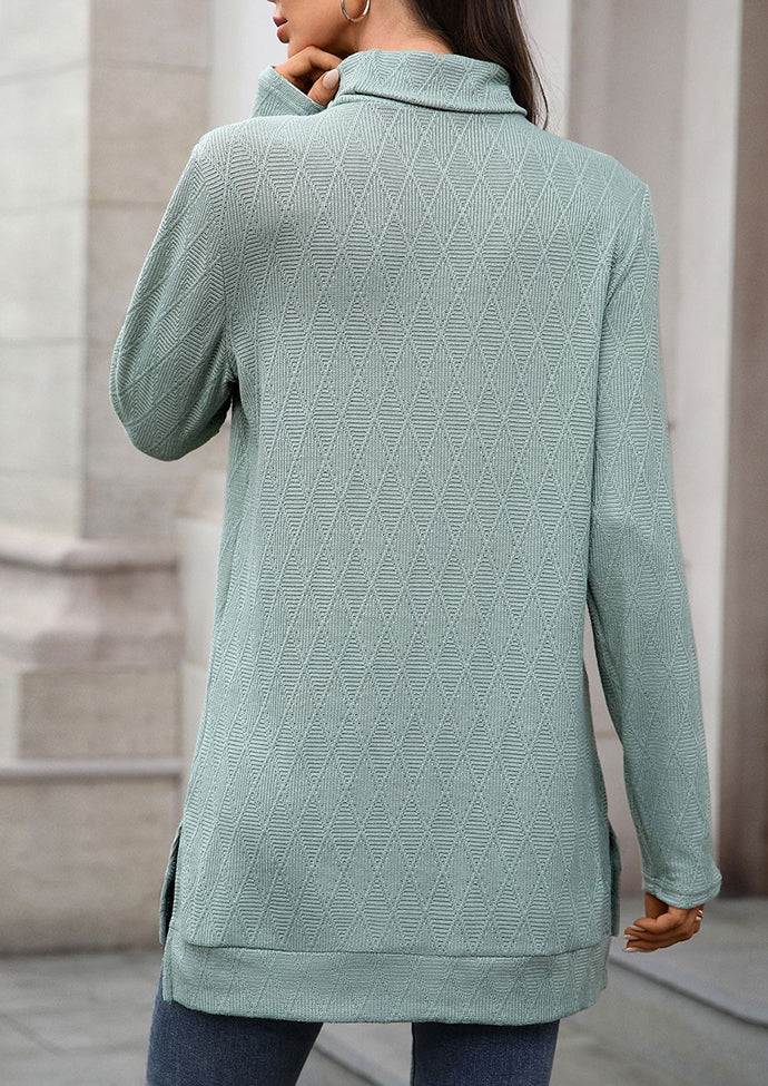 Turtleneck Textured Knitted Side Split Tunic