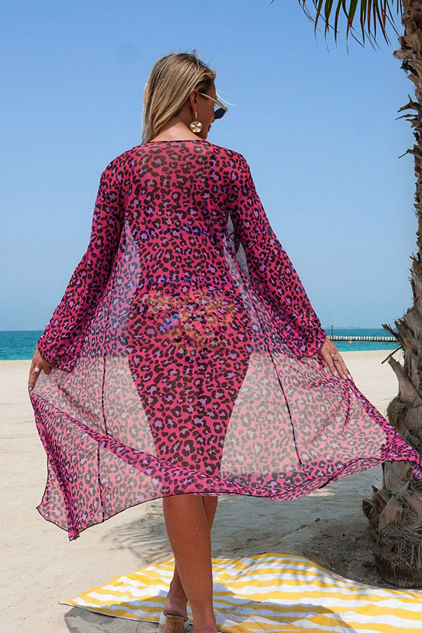 Leopard & Tropical Print 3-Piece Swim Set - Swimwear from Cindelily