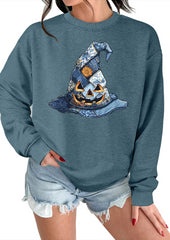 Spooky Hat Crew Neck Casual Sweatshirt