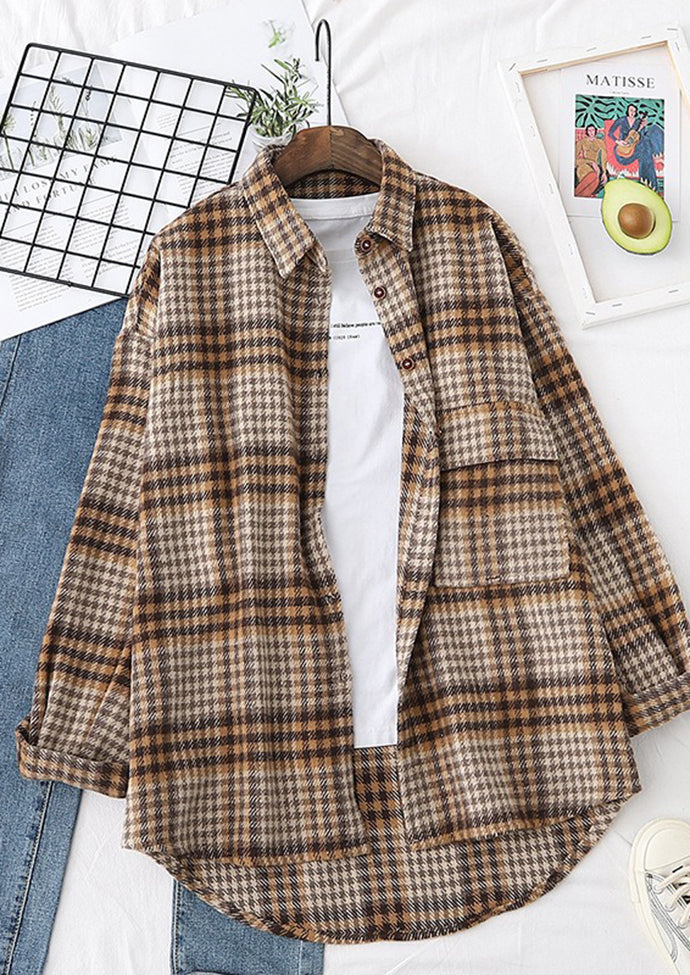 Plaid Brushed Woolen Vintage Shirt