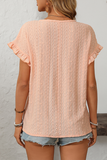 Eyelet Embroidery Ruffled Flutter-Sleeve Blouse - Blouses & Shirts from Cindelily