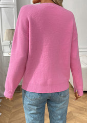 Bow Pattern Crew Neck Knitted Sweater