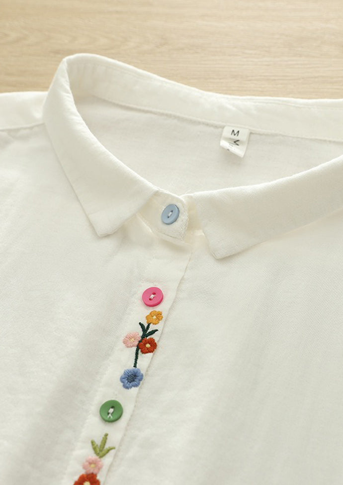 Colorful Button Detail Double Cotton Yarn Fabric Shirt
