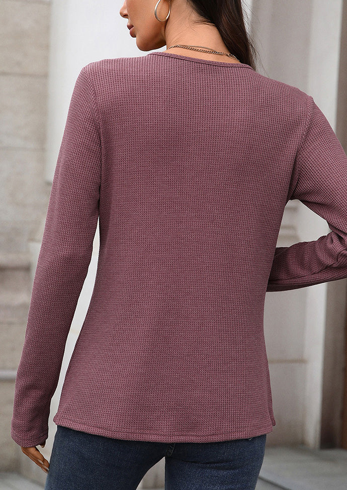 Waffle Button Up Henley T-shirt