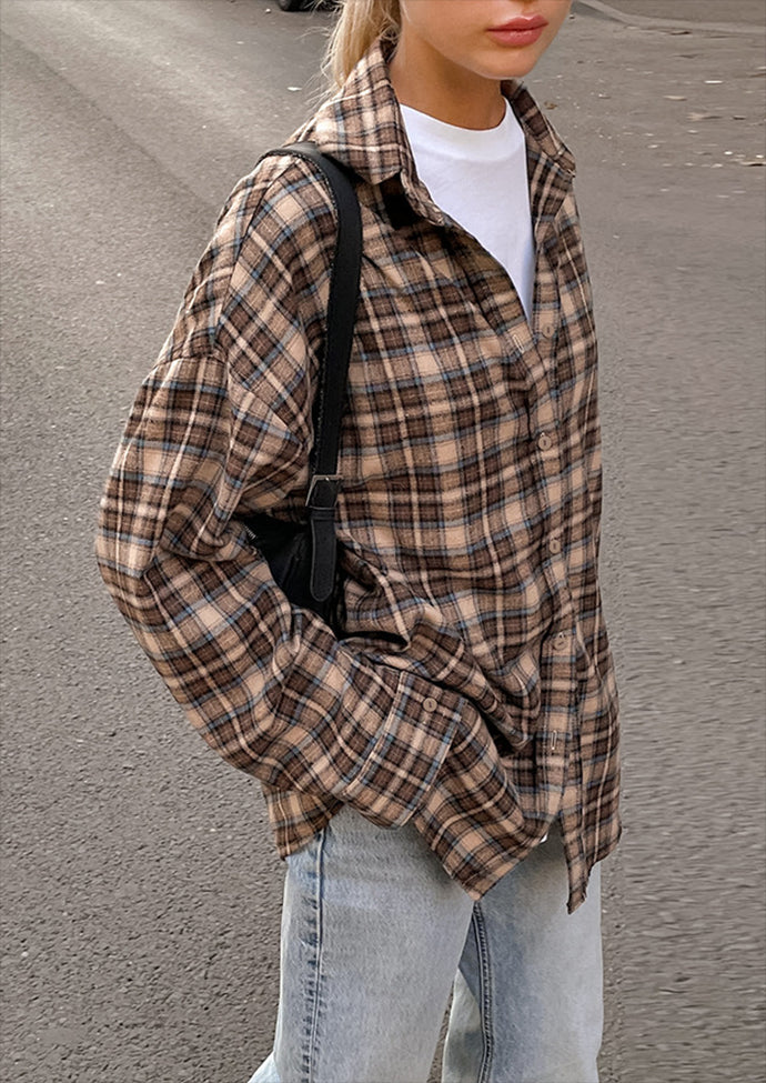 Retro Plaid Button Up Casual Shirt