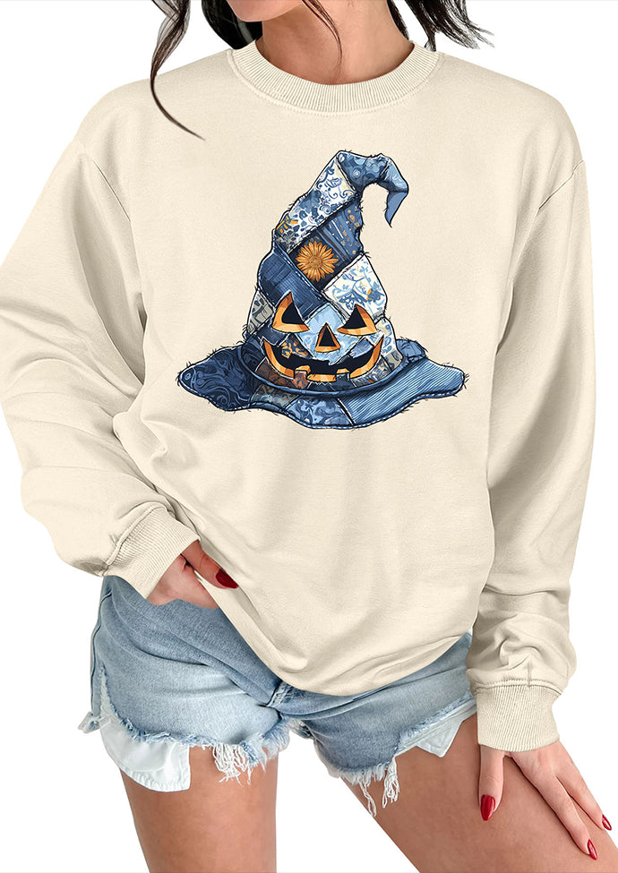 Spooky Hat Crew Neck Casual Sweatshirt