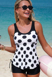 Black & White Polka Dot Tankini Set Polka dot - Swimwear from Cindelily