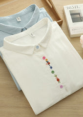 Colorful Button Detail Double Cotton Yarn Fabric Shirt