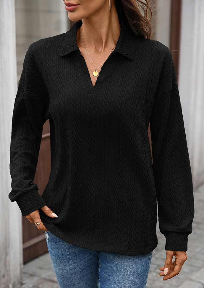 Textured V Neck Long Sleeve Tunic